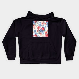 Red White and Blue Patriotic Shabby Floral Kids Hoodie